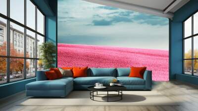 Pink flowers field Wall mural