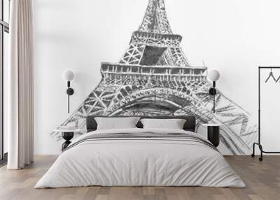 Eiffel tower. Hand drawing illustration. Gel pen Wall mural