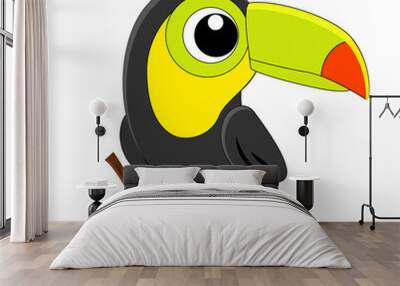 Cute cartoon toucan vector illustration isolated on white backgr Wall mural