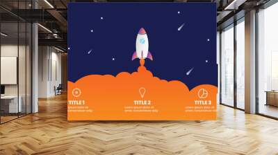 Infographic template with rocket flying and icon for your business Wall mural