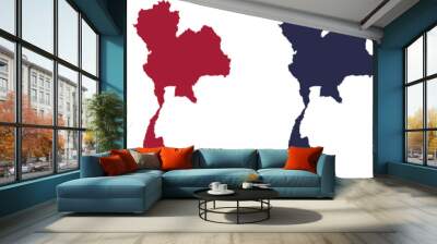 Thailand map detailed in outline, flat, dotted style Wall mural