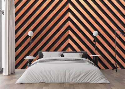 a wooden lamella wall in the color of natural wood with a pattern of wall panels in the background. Wall mural