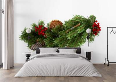 christmas decoration isolated on white Wall mural