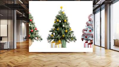 Christmas tree and decorations isolated Wall mural