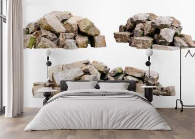 Pile of rock isolated on white Wall mural