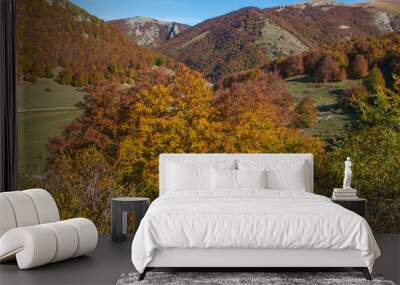 Passo Godi in Abruzzo with wonderful colors of autumn season, Italy Wall mural