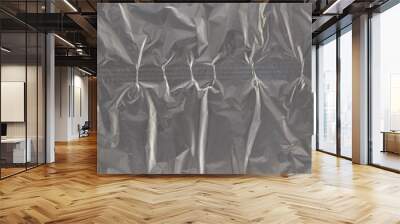 silver leaf foil background with shiny crumpled uneven surface f Wall mural