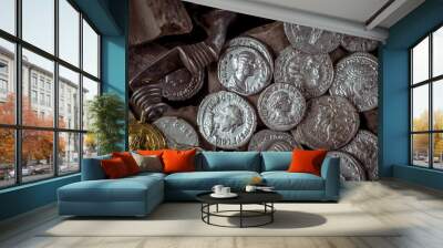 Ancient coin of the Roman Empire. Wall mural