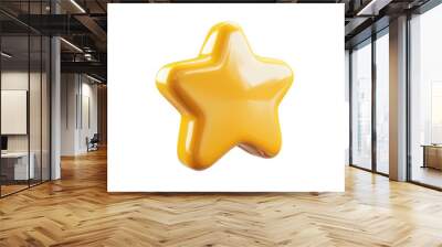 Set 3d yellow star on white Wall mural