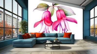 Watercolor fuchsia isolate on white background Wall mural