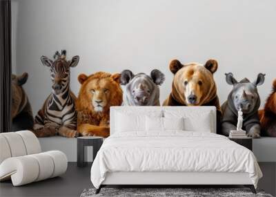 A group of animals are grouped together on a white background Wall mural