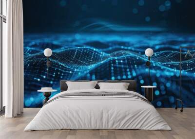 Abstract Blue Digital Landscape Wall mural