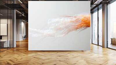 Orange jellyfish swimming gracefully in the water, with white tentacles Wall mural