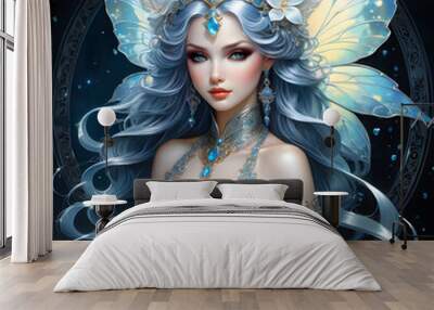 Be spellbound by an ethereal fairy lady as she combines art styles with shimmering accents, iridescent scales, and a captivating broken glass effect. Transport to a dreamlike realm with no distracting Wall mural