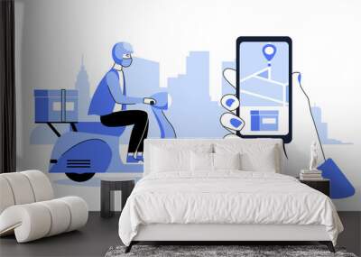 Safe delivery concept. Vector illustration in flat style Wall mural