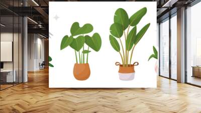 set of home plants in pots. vector illustration in cartoon style. Wall mural