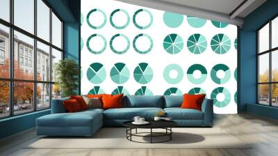 Set of segmented circles isolated on white background. A different number of sectors divides the circle into equal parts. Wall mural