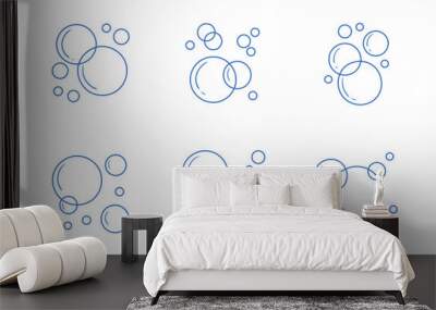 Set of soap bubbles icons in doodle style. Hand drawn vector illustration on white background Wall mural