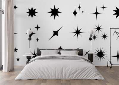 Sparkle Icons set. Twinkle stars collection. Shine star icons. Effect shine, glitter, twinkling and clean. Star sparkle icon. Vector illustration. Wall mural