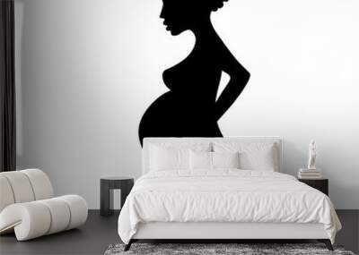 Black silhouette of pregnant African woman with beautiful figure. Vector EPS10 illustration. Wall mural