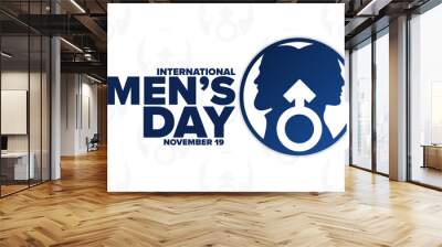 International Men’s Day. November 19. Holiday concept. Template for background, banner, card, poster with text inscription. Vector EPS10 illustration. Wall mural