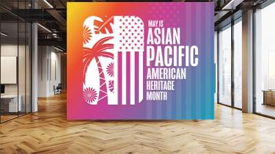 May is Asian Pacific American Heritage Month. Holiday concept. Template for background, banner, card, poster with text inscription. Vector EPS10 illustration. Wall mural