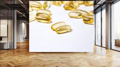 omega 6: conjugated linoleic acid (CLA) in capsules on the white background Wall mural