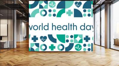 World Health Day. April 7. Holiday concept. Template for background, banner, card, poster with text inscription. Vector EPS10 illustration. Wall mural