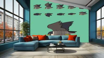 Animation Peregrine Flying Cartoon Vector Illustration Wall mural