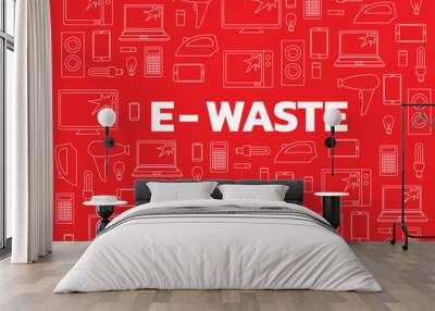 E-Waste Red Background Seamless Pattern Wallpaper Wall mural