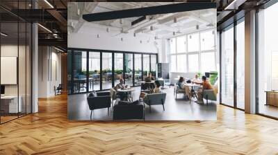 Group of coworkers in spacious workplace Wall mural