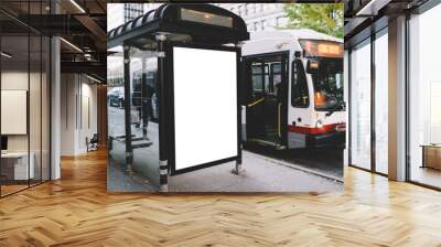 Modern bus near public transport station Wall mural