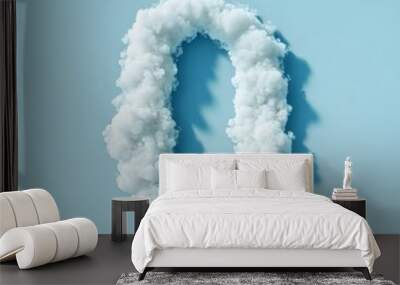 Minimalist Cloud Numbers Against Light Blue Sky Wall mural