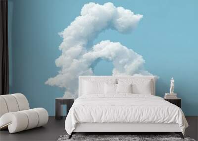 Minimalist Cloud Numbers Against Light Blue Sky Wall mural