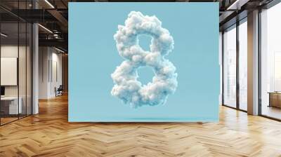 Minimalist Cloud Numbers Against Light Blue Sky Wall mural