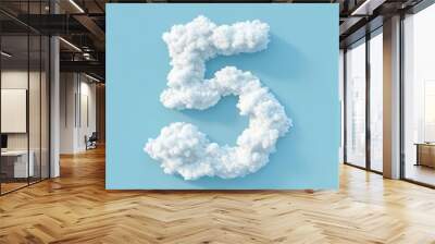 Minimalist Cloud Numbers Against Light Blue Sky Wall mural