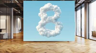 Minimalist Cloud Numbers Against Light Blue Sky Wall mural