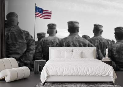 American Soldiers and Flag of USA. US Army. Veteran Day Wall mural