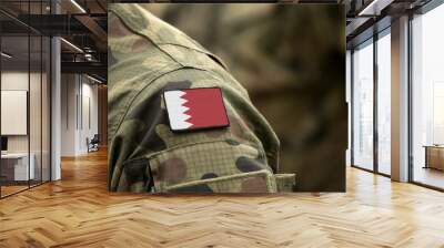 Flag of Bahrain on military uniform (collage). Wall mural