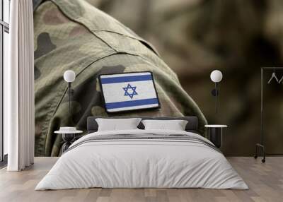 Flag of Israel on military uniform. (collage). Wall mural