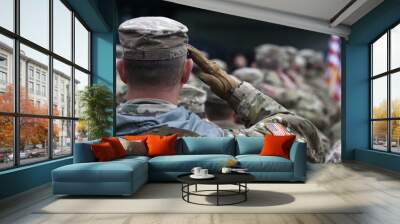 Veterans Day. US soldier salute. US army. Military of USA.  Wall mural