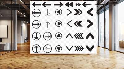 Arrow icon vector set. Arrows icons vector set. Contains symbol of various arrow head point shape, play, pause, next button symbol. EPS 10. Wall mural