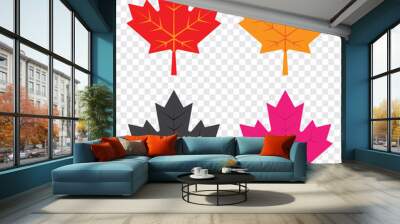 Red canada maple leaf icon image vector. maple leaf logo vector icon isolated on transparent background. EPS 10. Wall mural