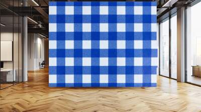 A dark blue gingham fabric background that is seamless Wall mural