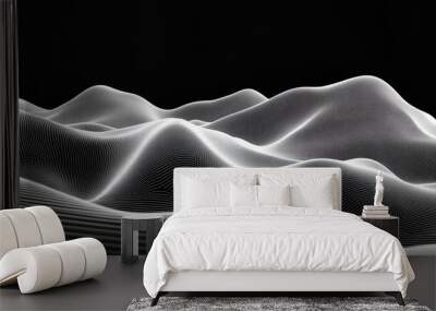 An abstract wave of particles on a gray background. Technology background. A carbon line gray background that looks modern and blurry. A gray wallpaper background texture. Wall mural