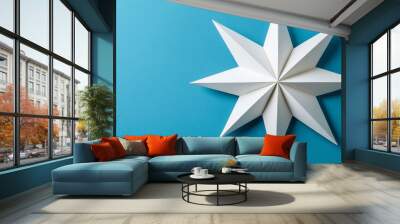 An individual blue star on a blue background with a 3D effect. Wall mural