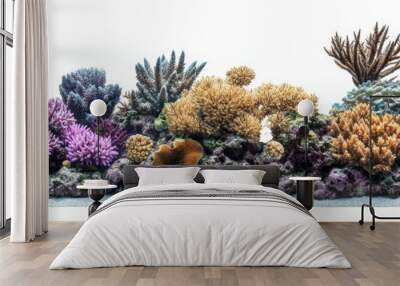 Cut-outs of coral reefs with a white background. Wall mural