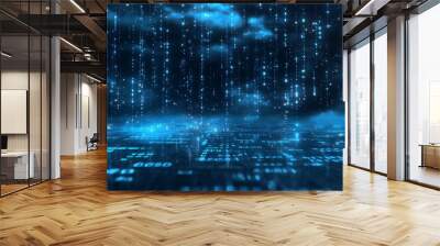 Data flow in the future: digital rain and cloud computing Wall mural