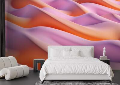 Decorative pink and purple curves. Trendy abstract 3D background. 3D render. Wall mural