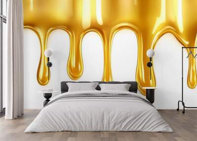 Isolated gold dripping on transparent background Wall mural